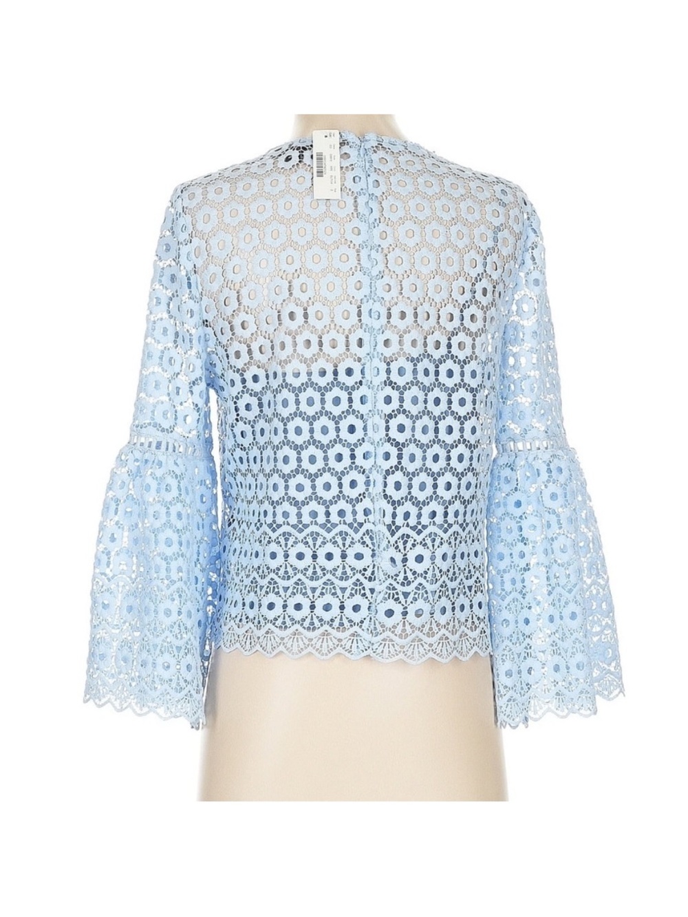 J.Crew Lace Bell Sleeve Blouse Size 2 White Floral Eyelet Top NWT Boho - Picture 2 of 6